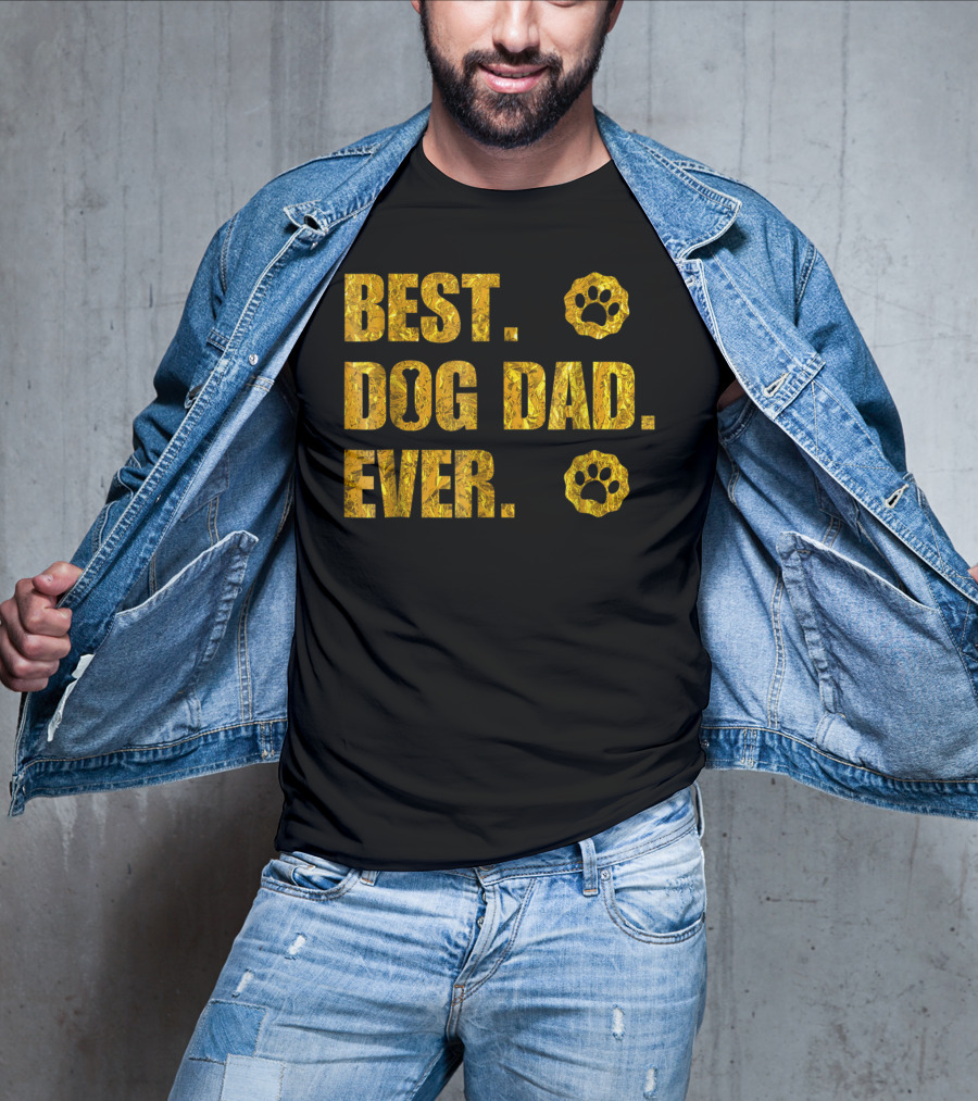 Best Dog Dad Ever Gold Paw Prints T-Shirt