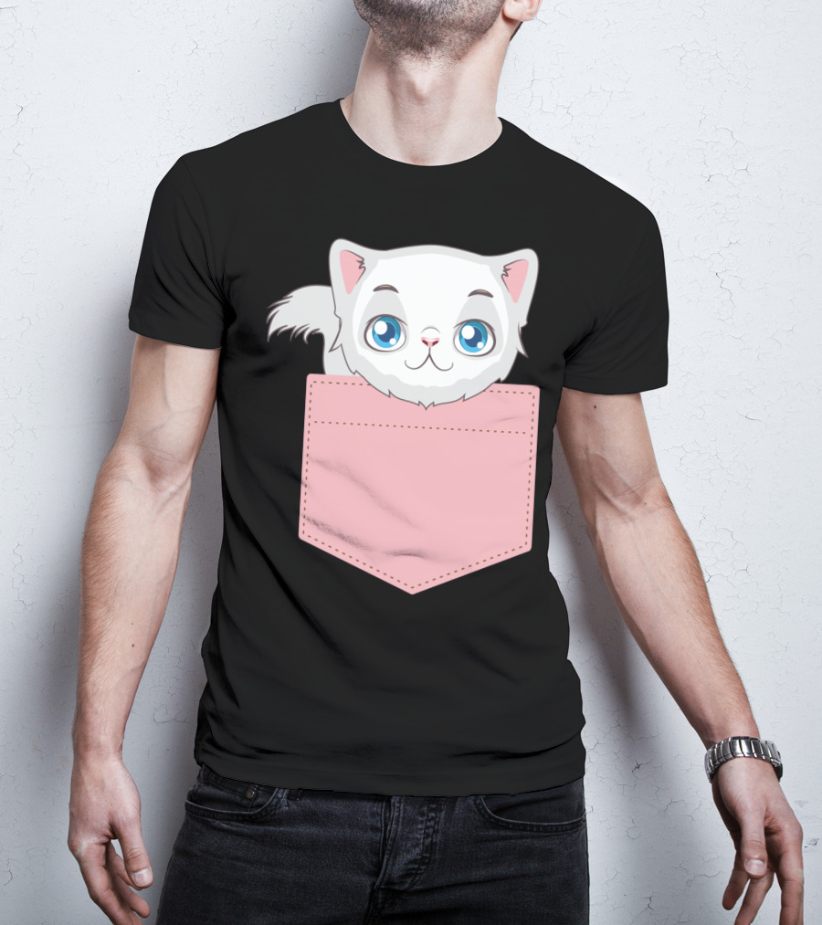 Cat In Pocket For Cat Mom Cat Dad And Cat Lovers Cute Kitty T-Shirt