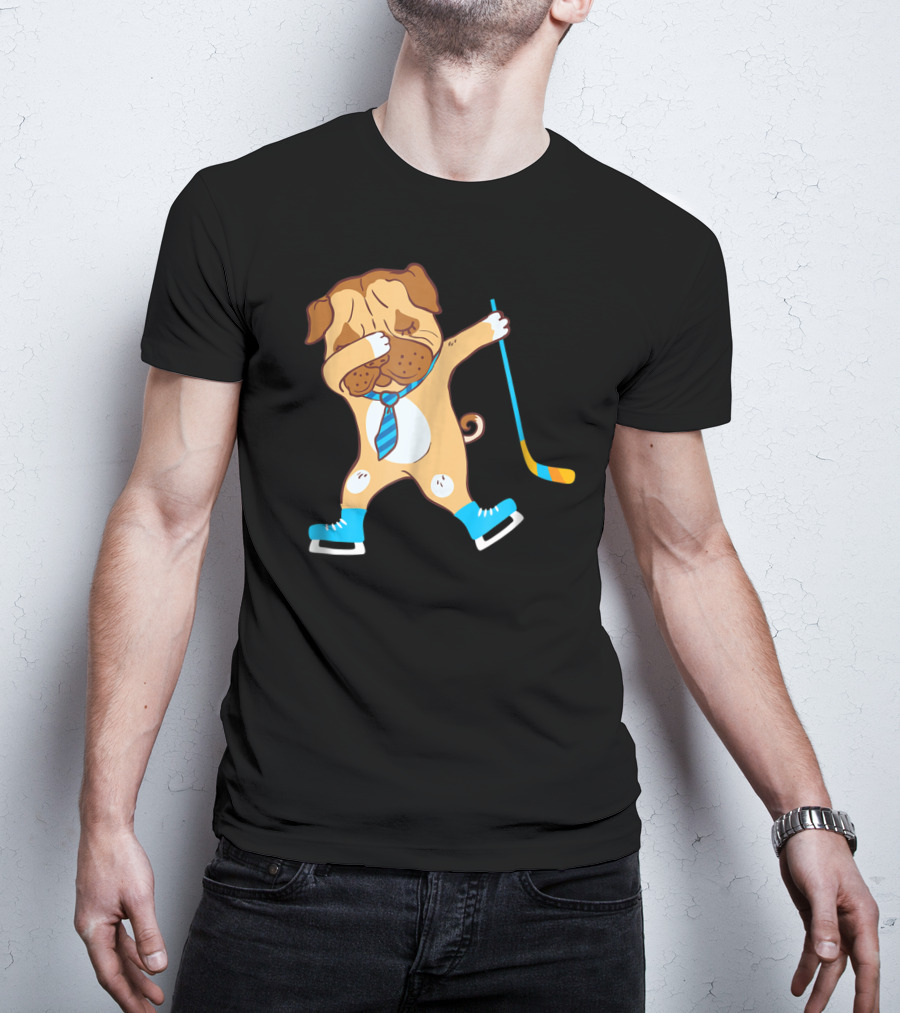 Dabbing Ice Hockey Dog Best Dad Ever Boys T-Shirt