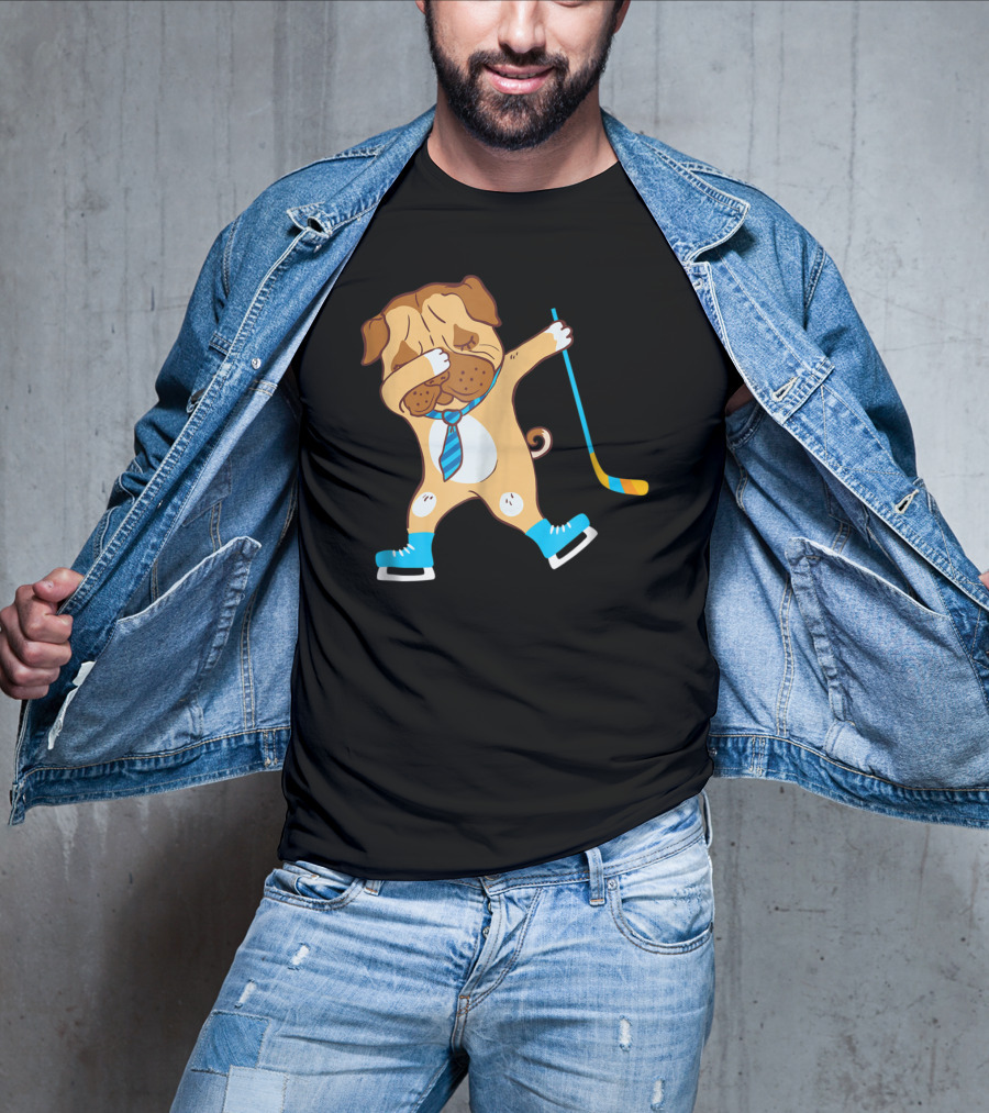 Dabbing Ice Hockey Dog Best Dad Ever Boys T-Shirt