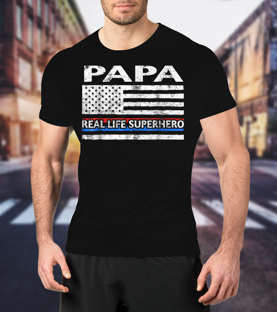PAPA Real Life Superhero American Flag T-Shirt