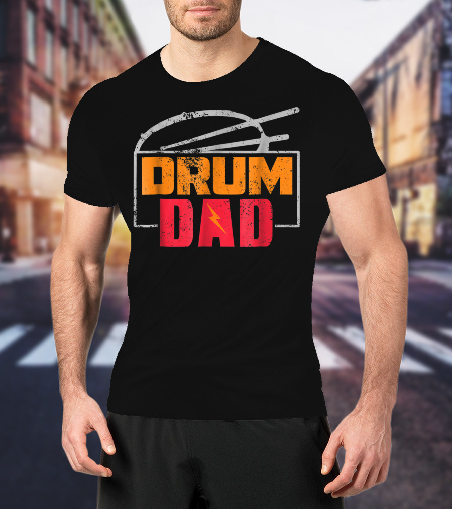 Distressed Drum Drum Dad Drumming Sticks Electric Bolt T-Shirt