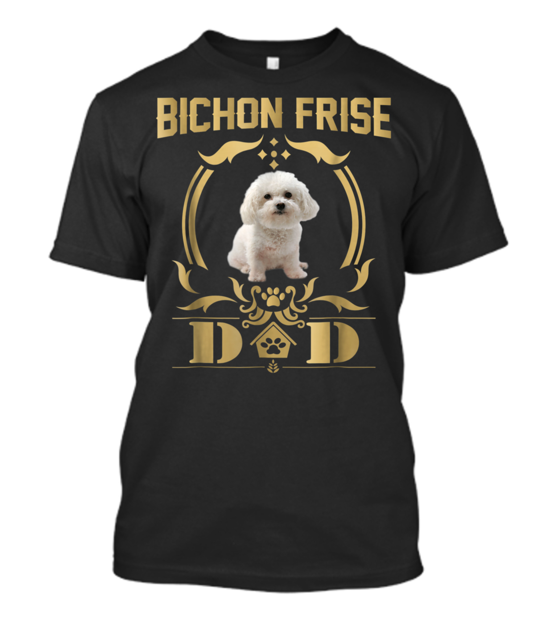 Bichon Frise Dad Paw Print Emblem T-Shirt