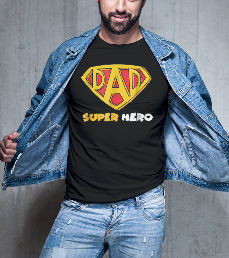 DAD Superhero Iconic Symbol Bold Text Superman T-Shirt