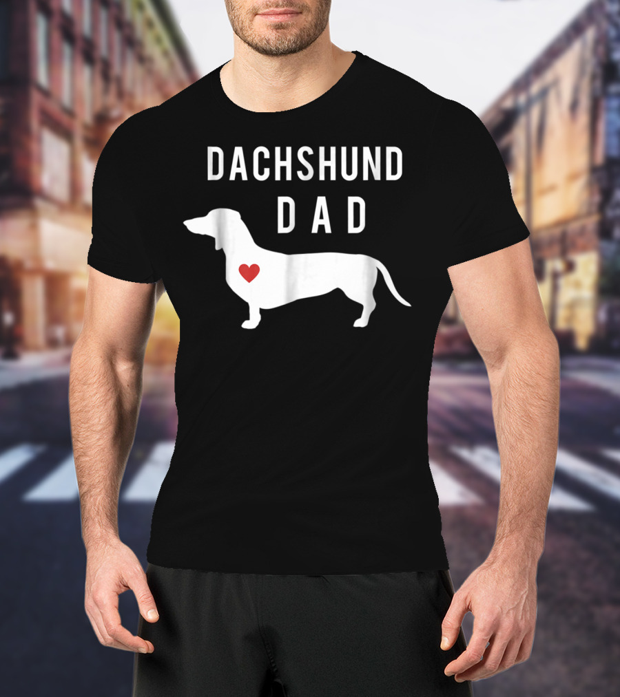 Dachshund Dad Doxie Lover With Dachshund And Heart T-Shirt