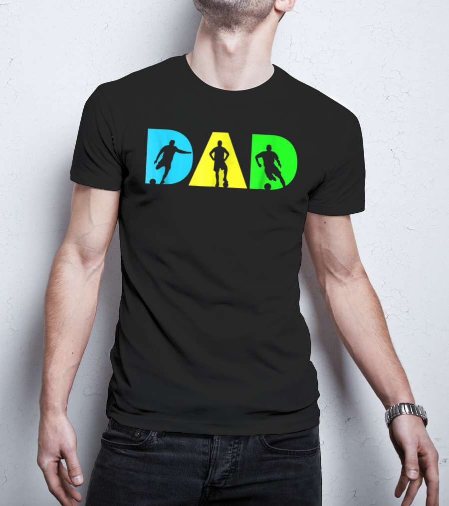 Dad Silhouettes Soccer Graphic For New Father Funny Dad Soccer T-Shirt