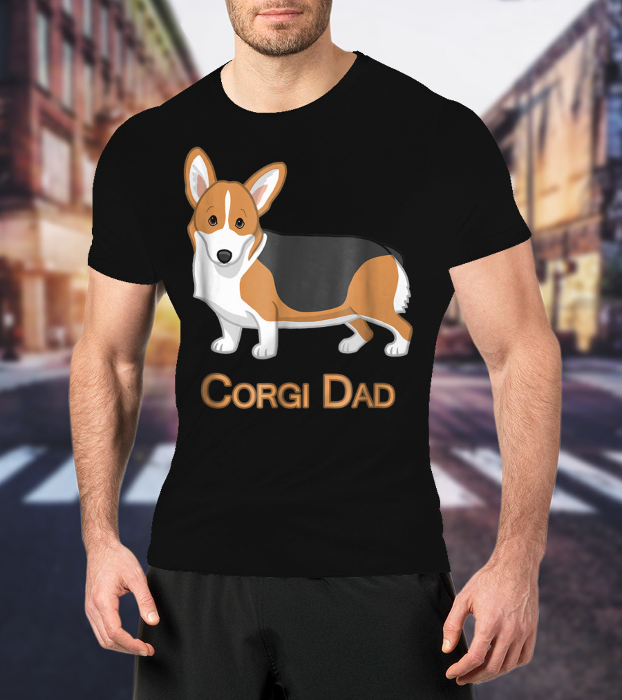Corgi Dad Cute Red Tricolor Welsh Corgi Lovers T-Shirt