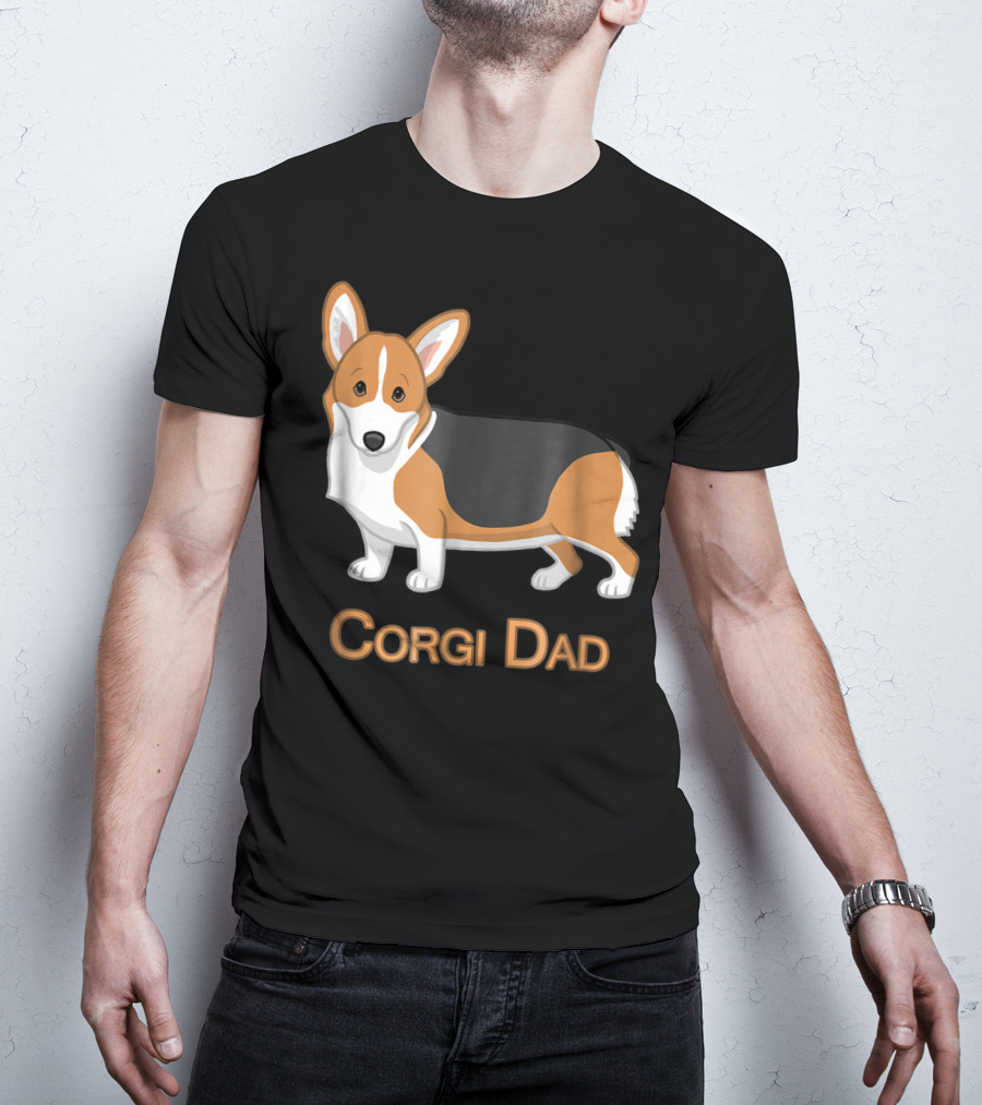 Corgi Dad Cute Red Tricolor Welsh Corgi Lovers T-Shirt