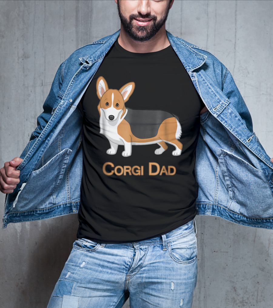 Corgi Dad Cute Red Tricolor Welsh Corgi Lovers T-Shirt