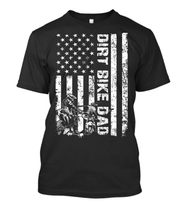 Dirt Bike Dad American Flag Father And Son Motocross T-Shirt