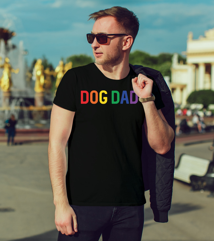 Dog Dad Rainbow Gay Pride T-Shirt