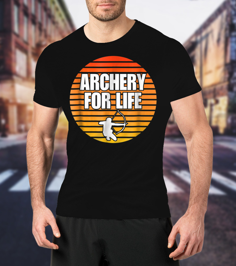Archery For Life Sunset Silhouette Bow And Arrow T-Shirt