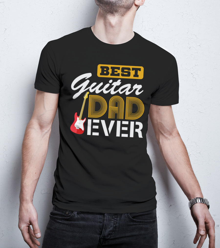 BEST Guitar Dad Ever With Red Electric Guitar T-Shirt
