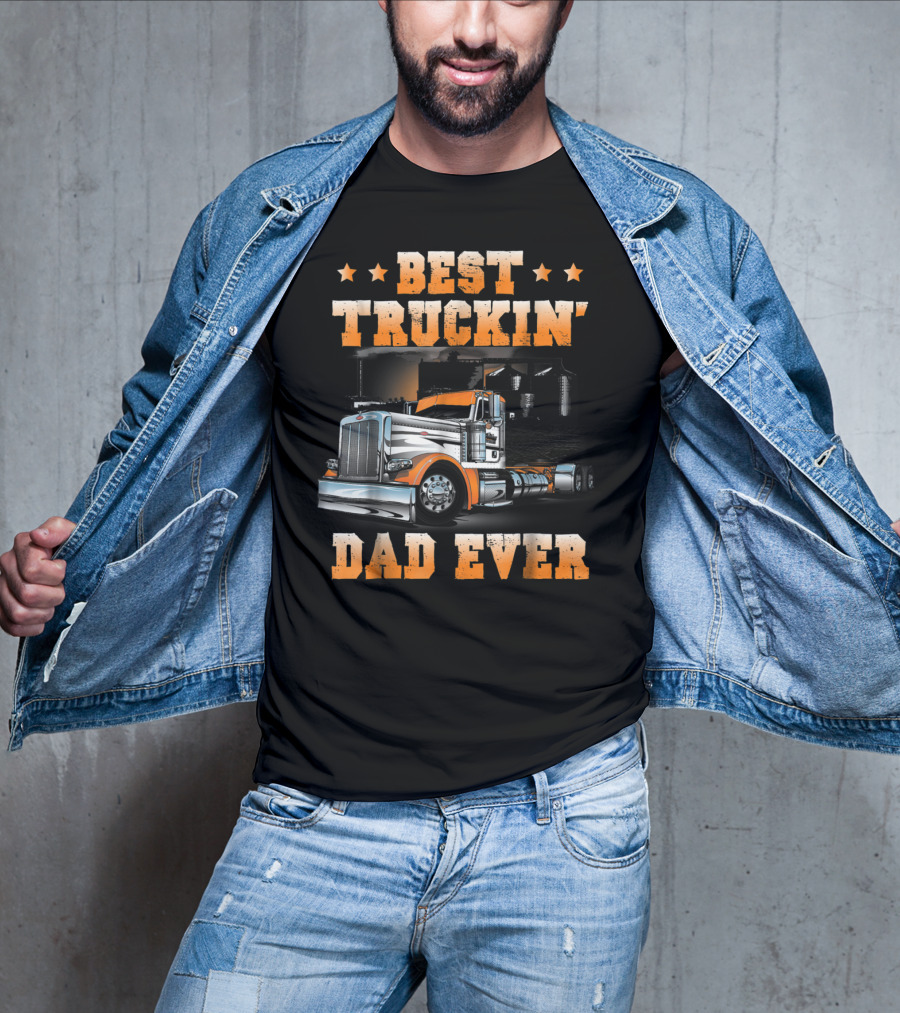 Best Truckin Dad Ever Big Rig USA Flag T-Shirt