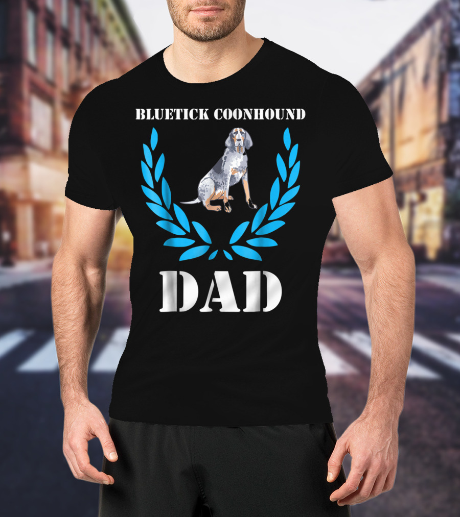 Bluetick Coonhound Dad Laurel Wreath Dog T-Shirt