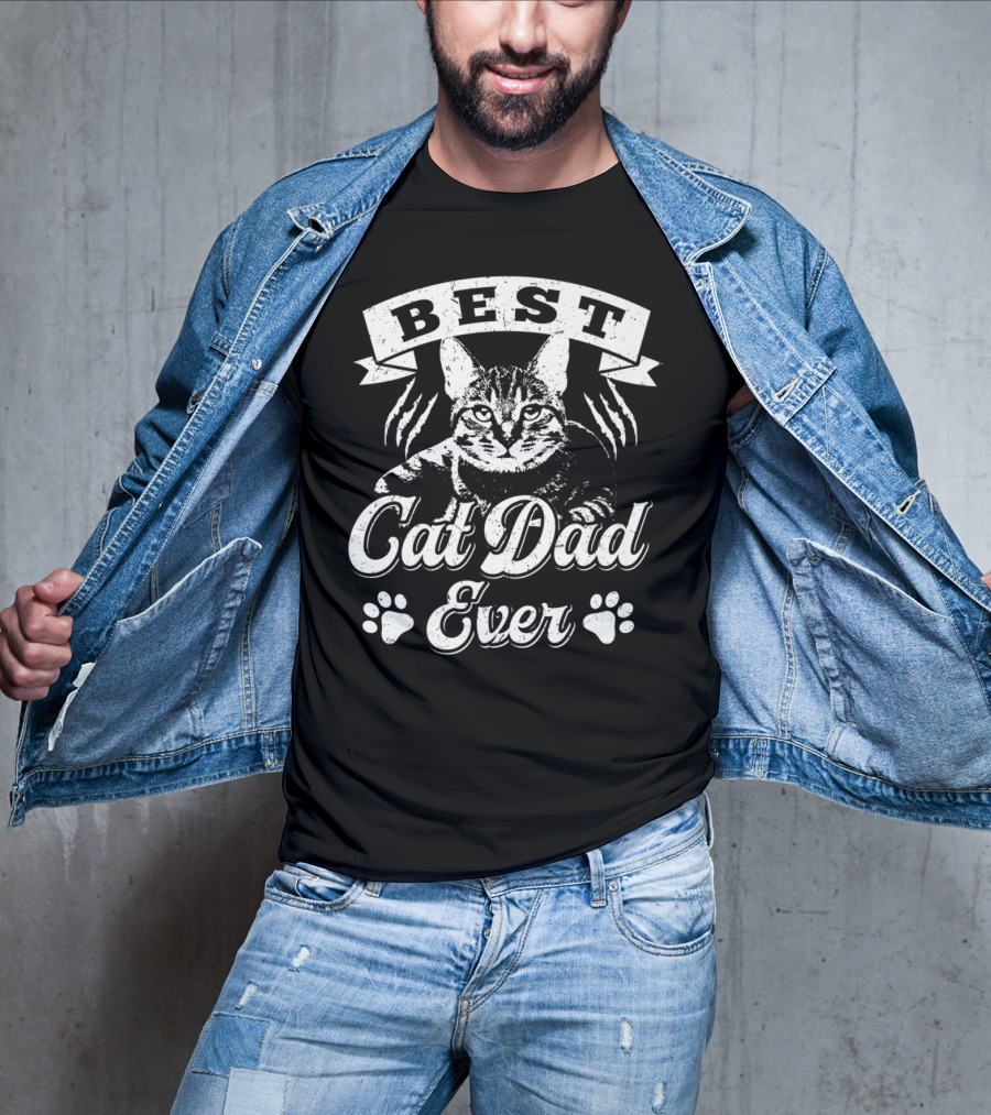 Best Cat Dad Ever Father's Shirt Awesome Cat Mens T-Shirt