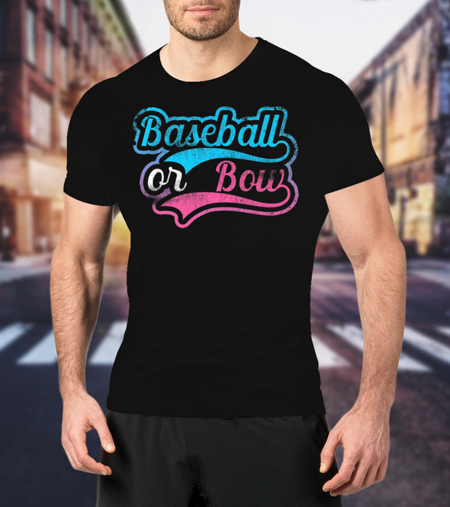 Baseball Or Bow Pregnancy Gender Reveal Baby T-Shirt