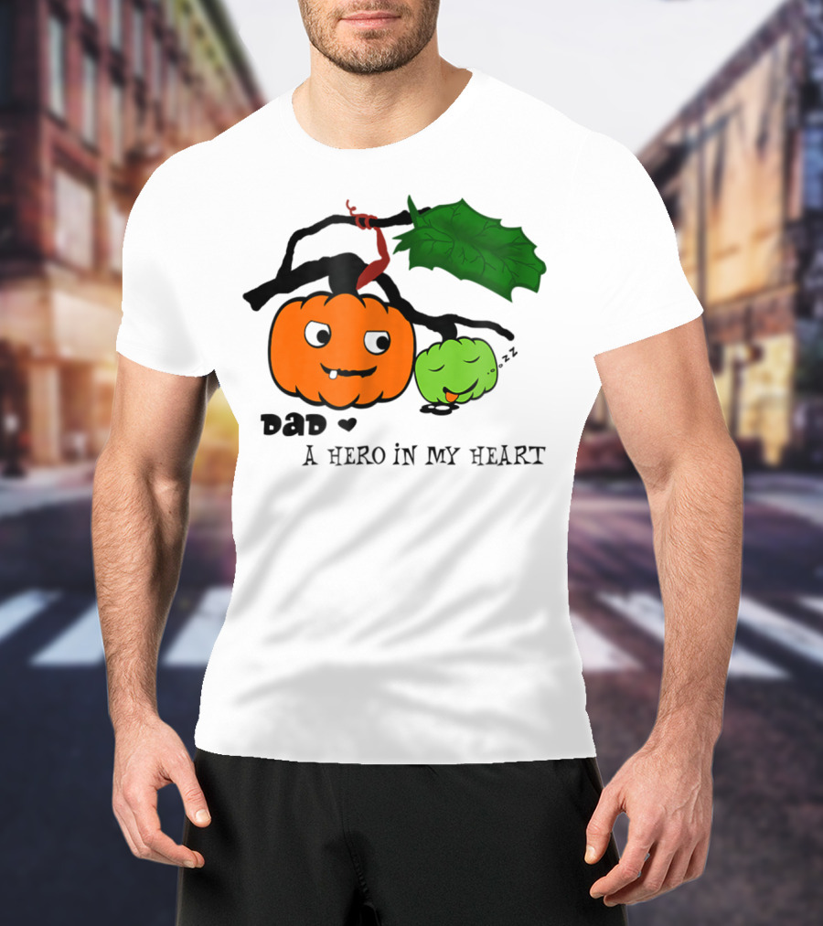 Dad A Hero In My Heart Pumpkin Halloween T-Shirt