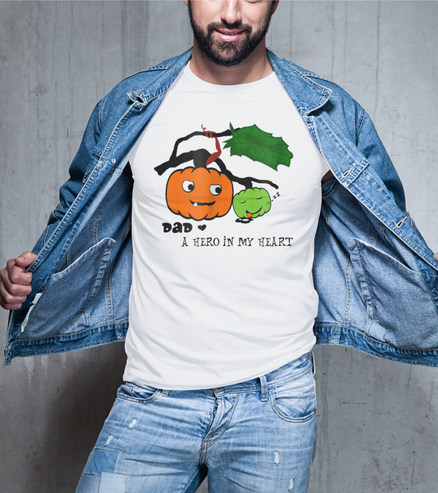 Dad A Hero In My Heart Pumpkin Halloween T-Shirt