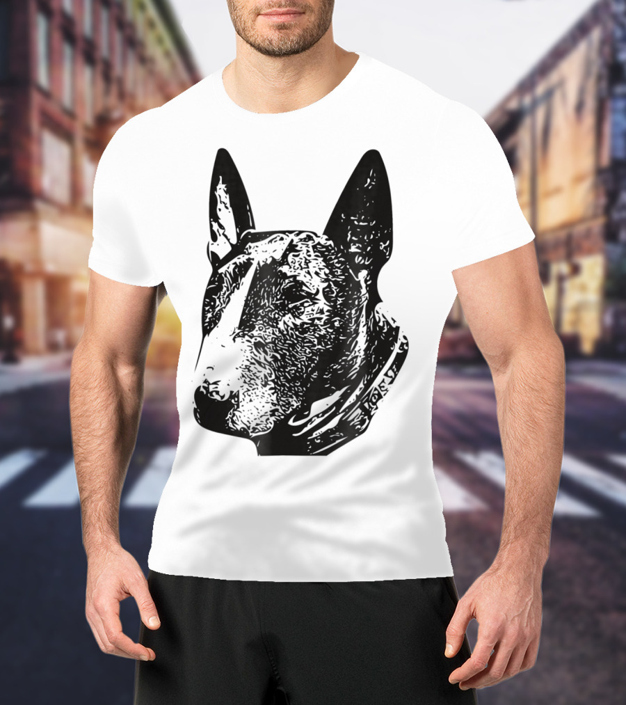 Brindle Bull Terrier Dog Mom Or Dad Head T-Shirt
