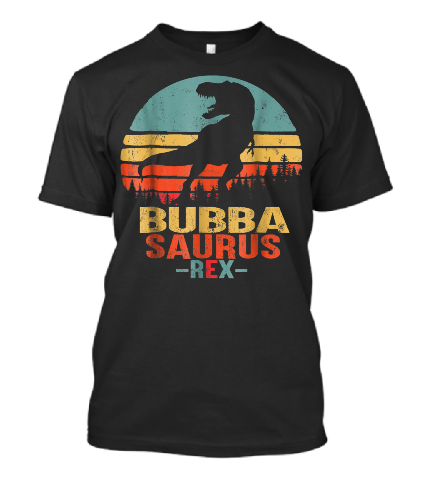 Bubbasaurus Rex Dinosaur Silhouette Retro Sunset T-Shirt