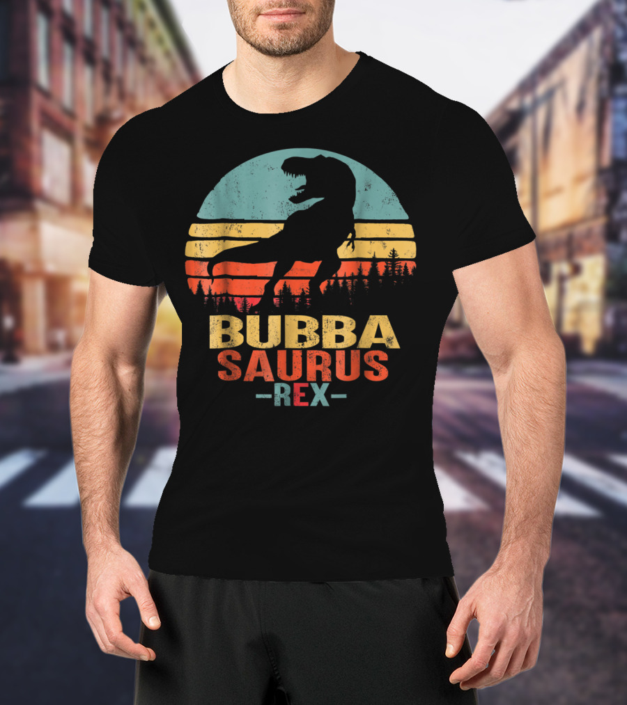 Bubbasaurus Rex Dinosaur Silhouette Retro Sunset T-Shirt