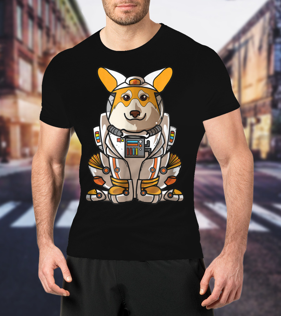 Christmas Space Welsh Corgi Astronaut Suit Dog T-Shirt