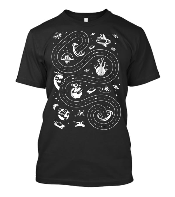 Dad Alien Race Track With Flying Saucers And Space Creatures T-Shirt