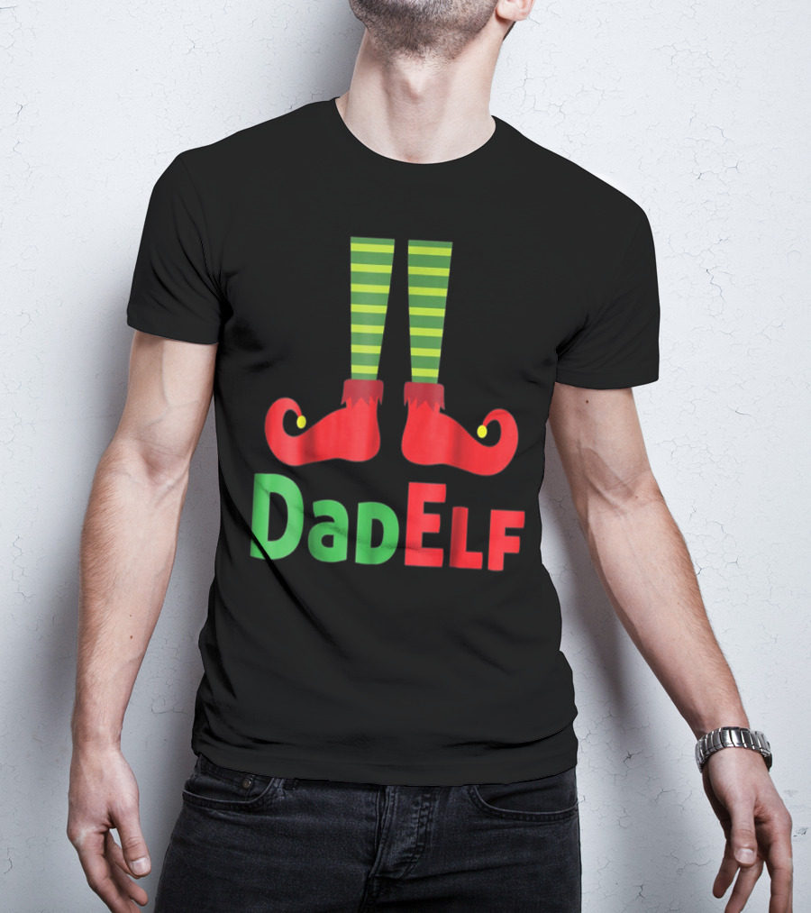 Dad Elf Christmas Family Matching Pajama Party T-Shirt