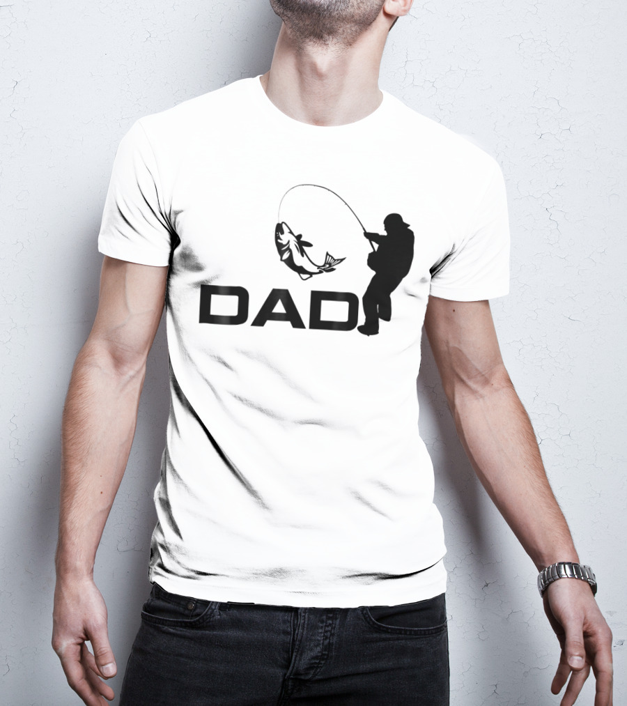 Dad Fishing Fisherman Silhouette Catching Fish 031 T-Shirt