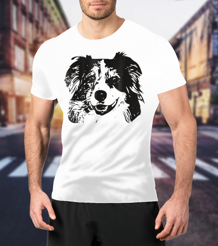 Australian Shepherd Dog Mom Or Dad Happy Face T-Shirt