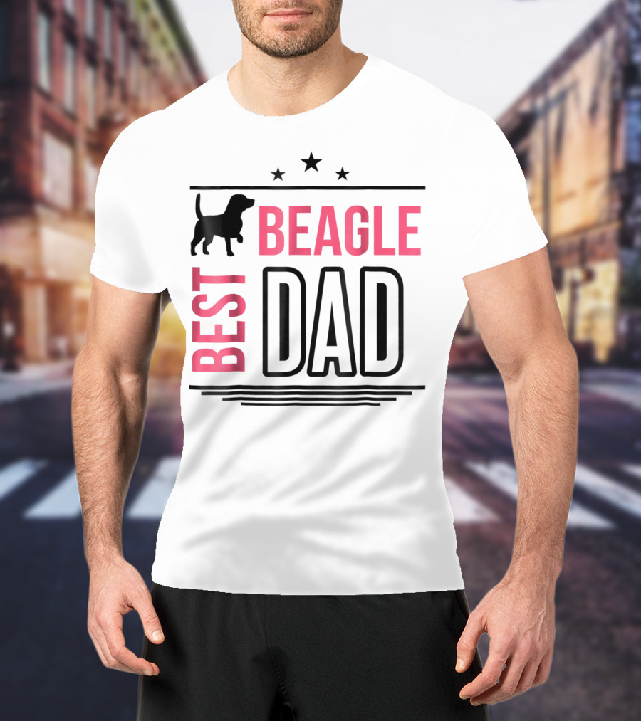 Best Beagle Dad Silhouette Stars T-Shirt
