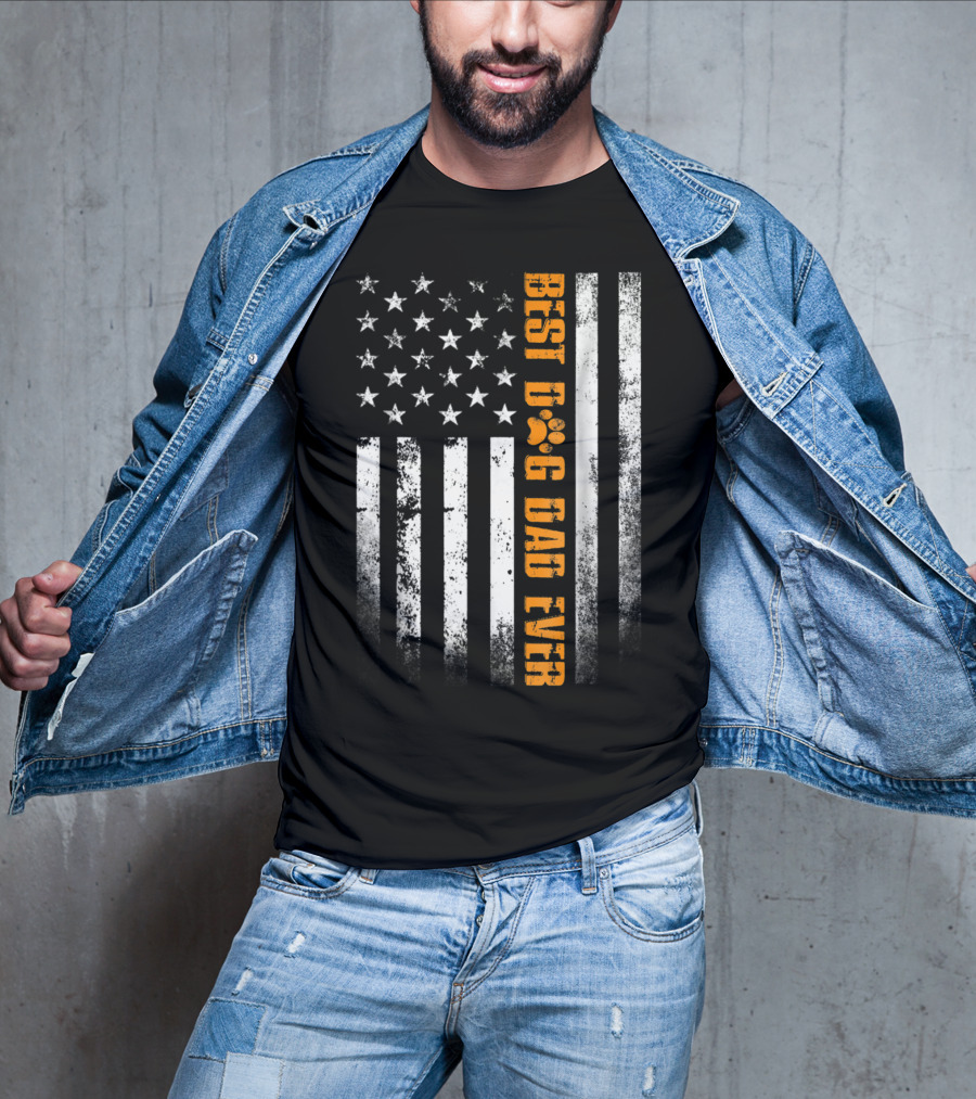 Best Dog Dad Ever American Flag Patriotic Tees83 T-Shirt