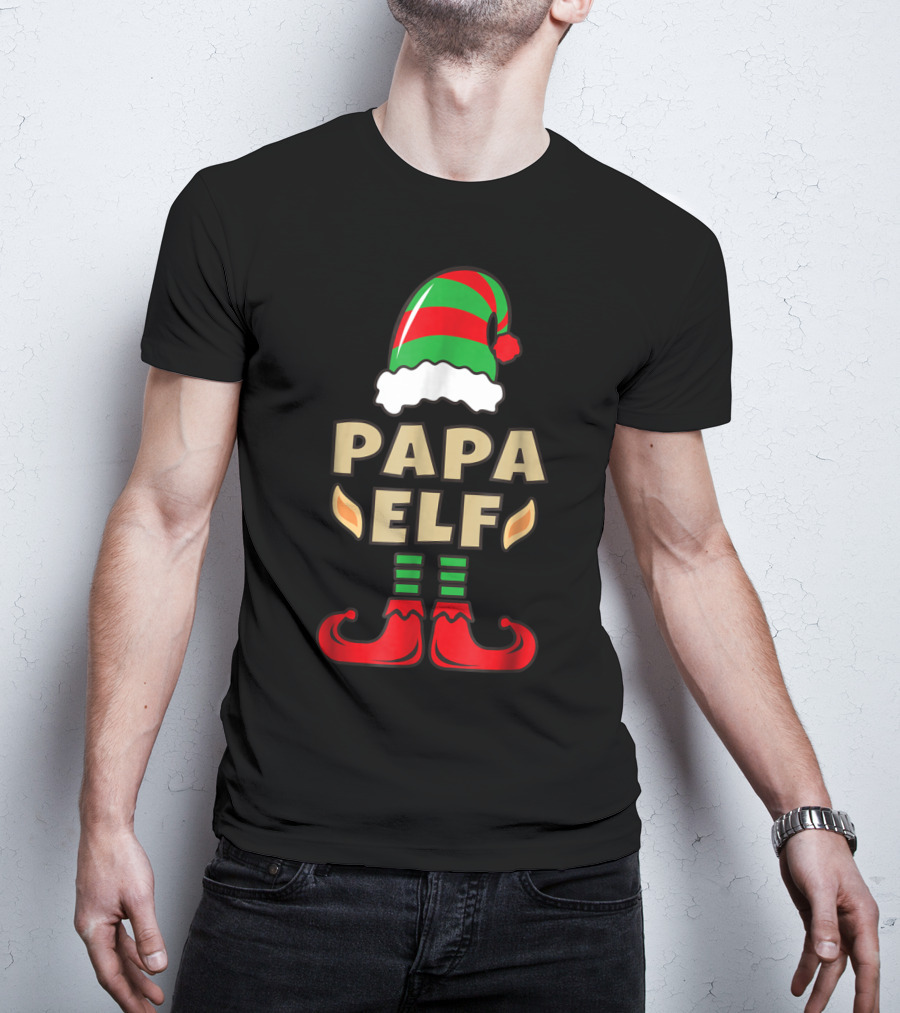 Papa Elf Christmas Elf Hat And Shoes T-Shirt