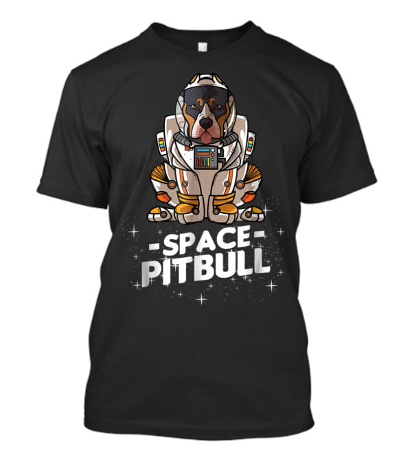 Christmas Space Pitbull In Astronaut Suit With Festive Graphics T-Shirt