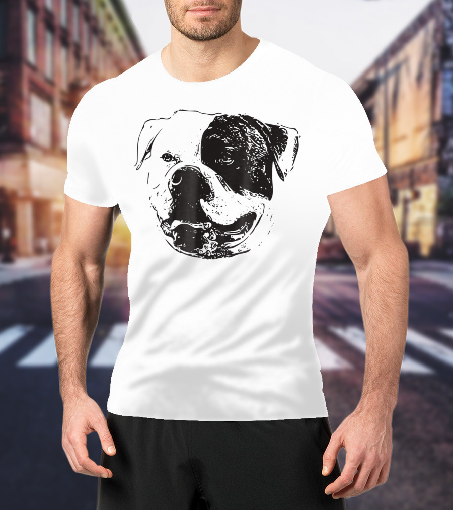 American Bulldog Dog Mom Or Dad Face T-Shirt