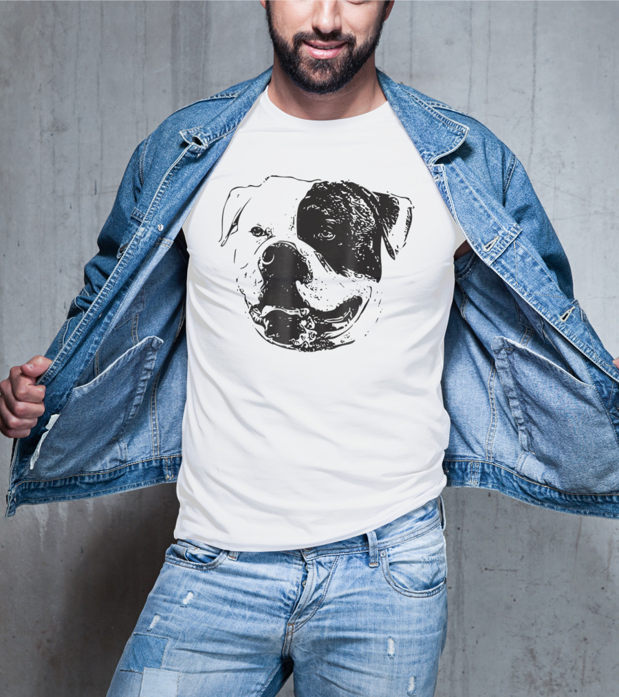 American Bulldog Dog Mom Or Dad Face T-Shirt