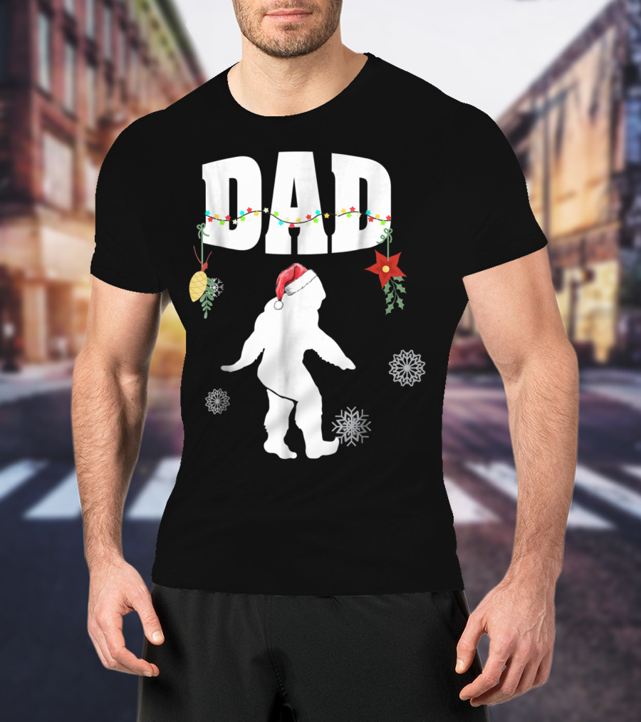 Dad Bigfoot Santa Christmas Family Matching T-Shirt