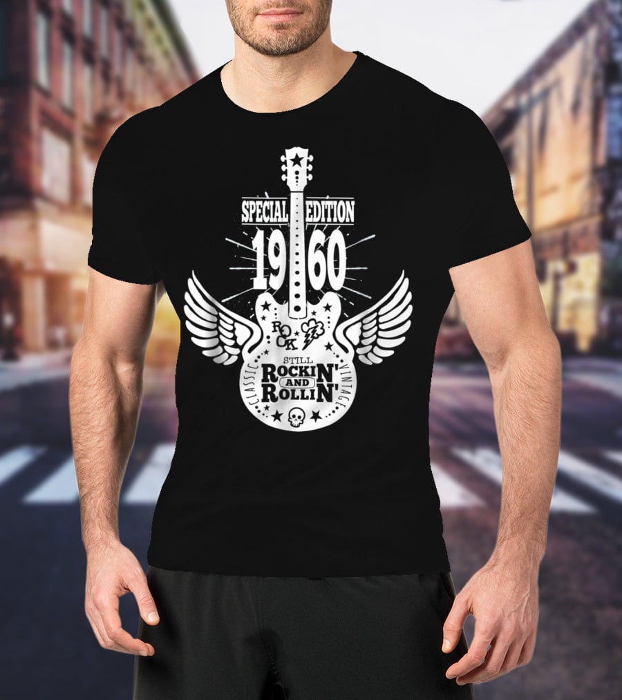 Special Edition 1960 Vintage Classic Rock And Roll Winged Guitar T-Shirt