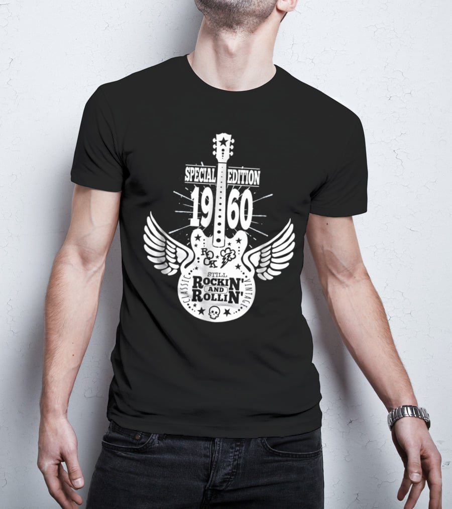 Special Edition 1960 Vintage Classic Rock And Roll Winged Guitar T-Shirt