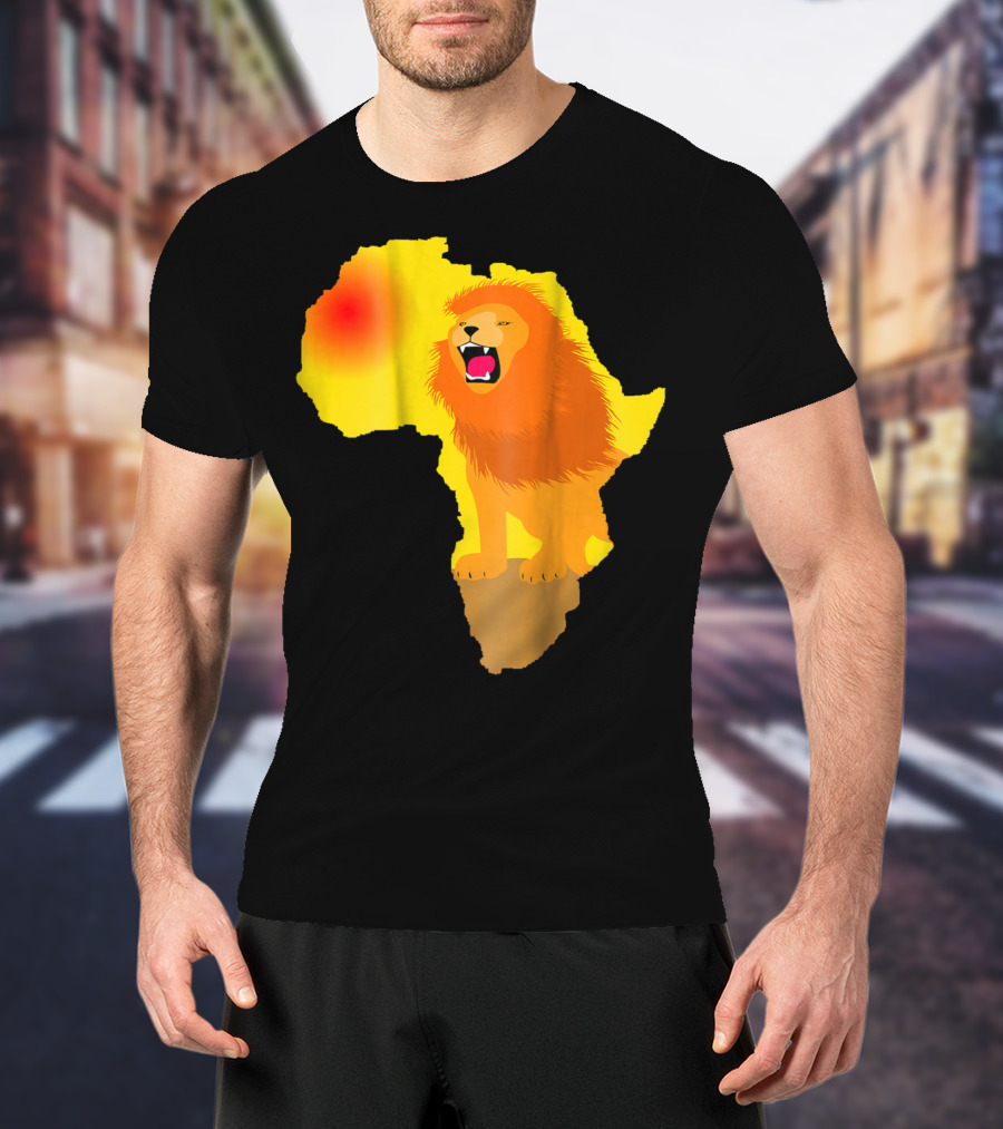 Africa Lion Map Big Five Safari Dad South Animals T-Shirt