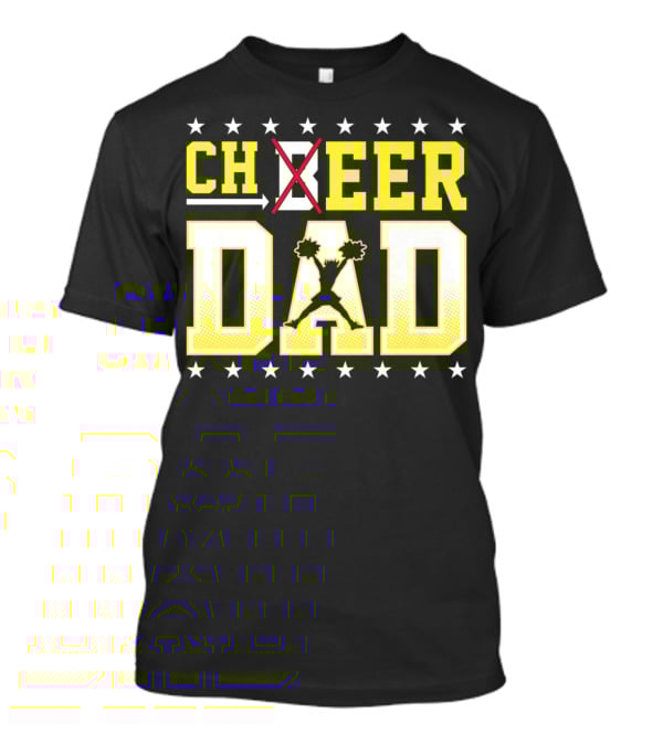 Cheer Dad Beer Dad Bold Text Stars Pom-Pom T-Shirt