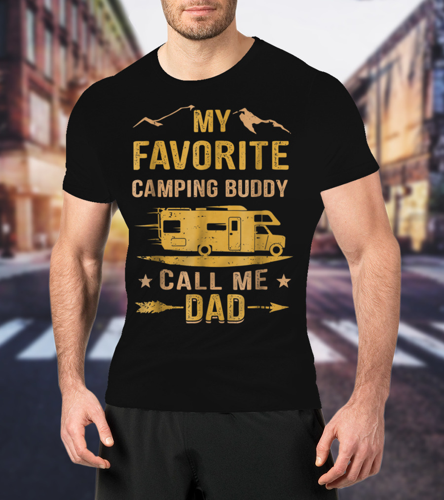 My Favorite Camping Buddy Call Me Dad Camper Van Mountains T-Shirt