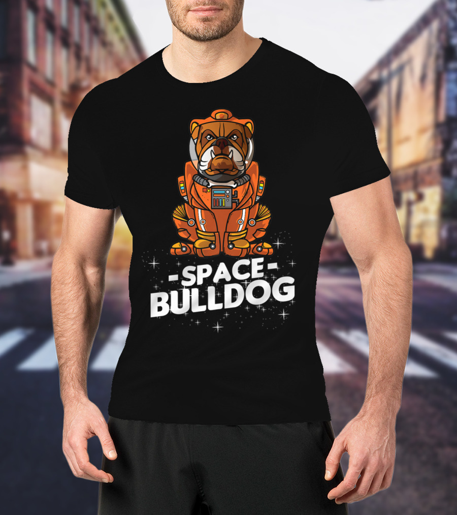 Space Bulldog In Astronaut Suit T-Shirt
