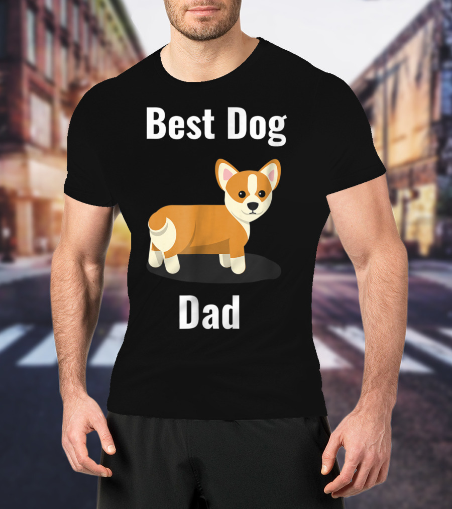 Best Dog Dad Corgi Cartoon T-Shirt