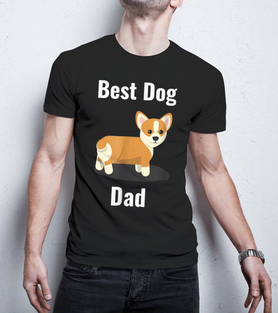 Best Dog Dad Corgi Cartoon T-Shirt