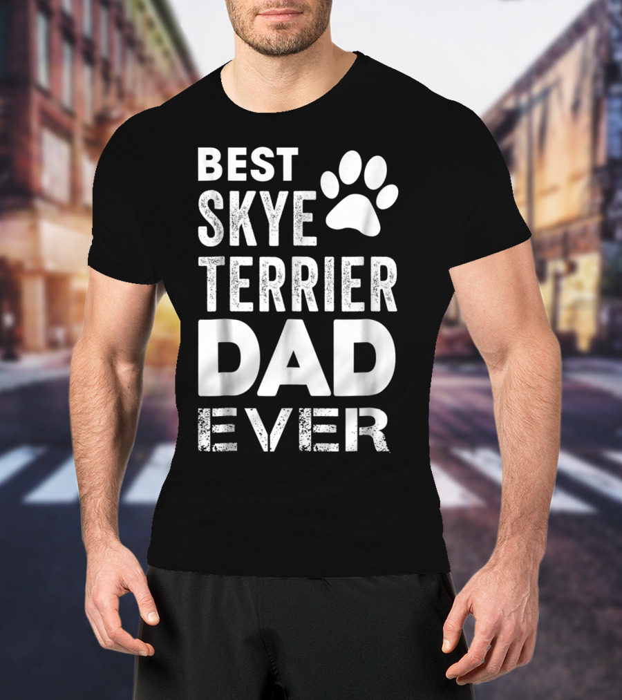 Best Skye Terrier Dad Ever With Paw Prints T-Shirt