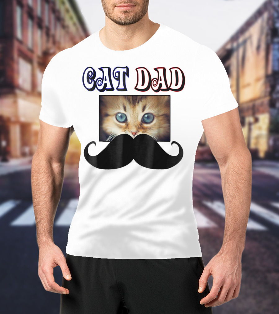 CaT Dad Love Cats76 Moustache Blue Eyed Kitten T-Shirt