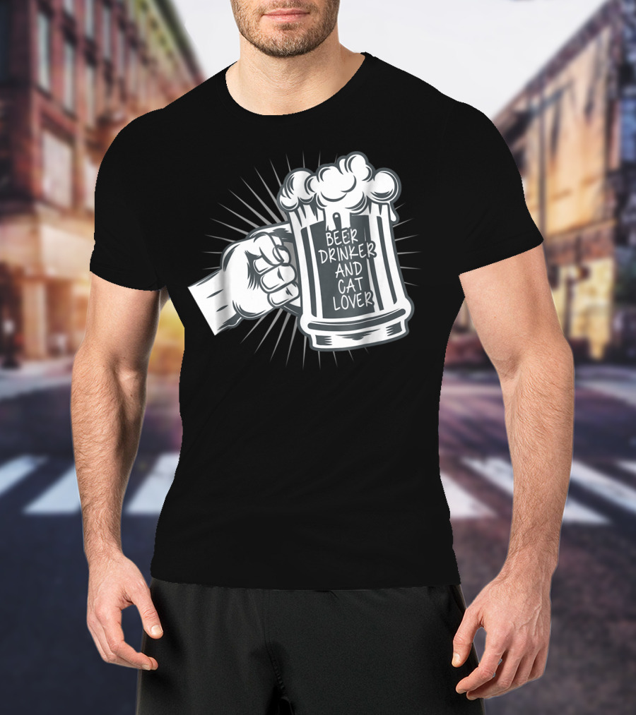 Beer Drinker And Cat Lover Cat Dad81 T-Shirt