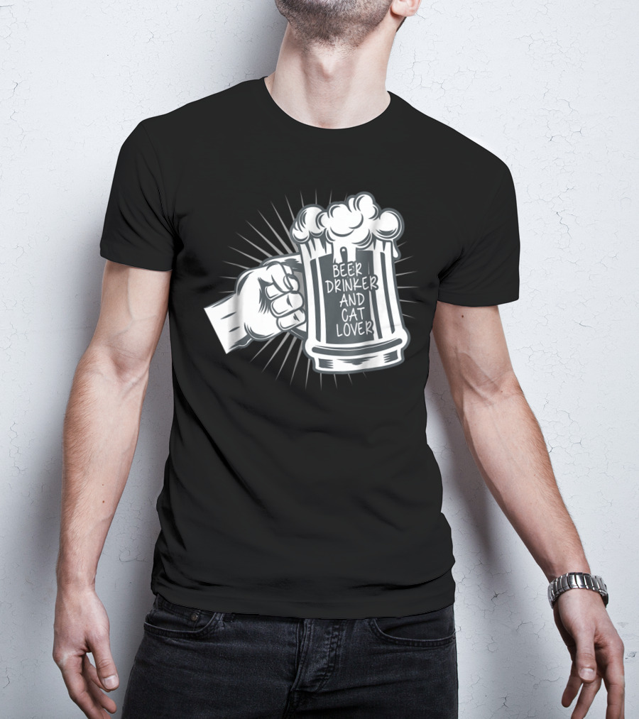 Beer Drinker And Cat Lover Cat Dad81 T-Shirt